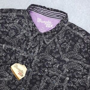Wrangler 20X Perarl Snap Shirt Men's XXL Black Paisley Print Long Sleeve‎ New